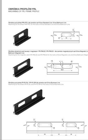 L type Profile Set for Glass Door Frame, H=3000 mm / Satin, Silver